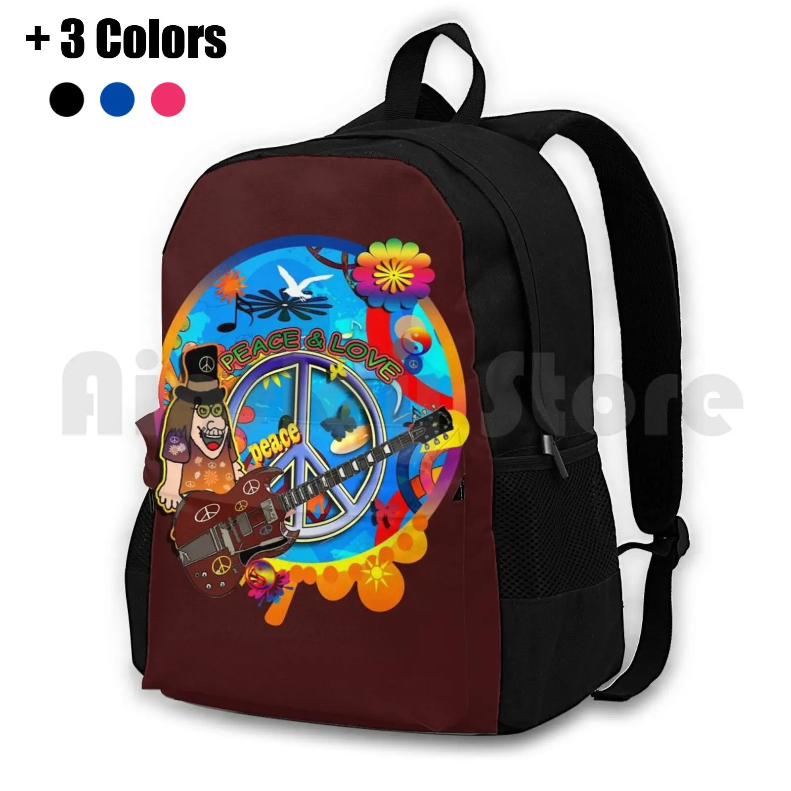 

Походный рюкзак Hippie, спортивная сумка для верховой езды, скалолазания, с принтом в виде цветов, мир, любовь, 60-х годов