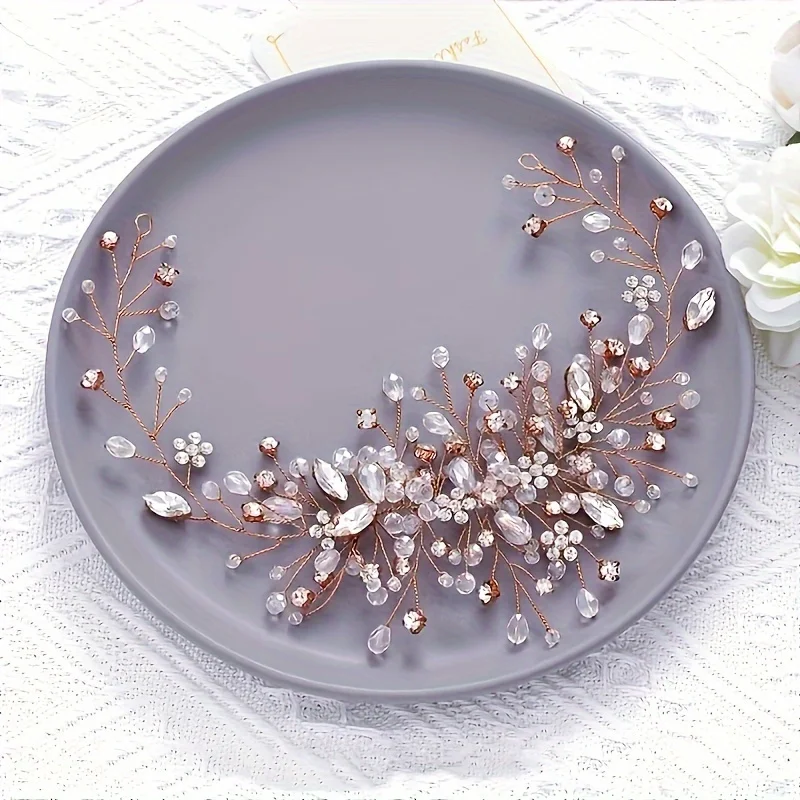 Crystal Pearl Leaf Headband Hairband Princess Tiara Crown For Party Prom Bridal Wedding Hair Accessories Jewelry Hairband Gift