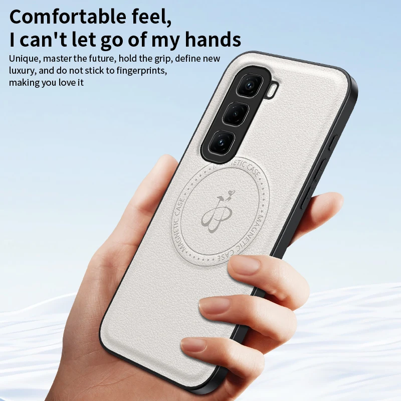 Leather Stand Case with Shockproof Magnetic Holder and Camera Protector Shell