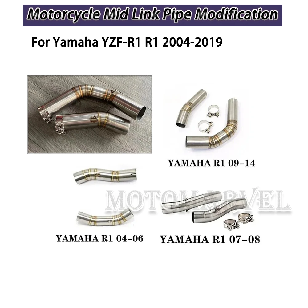 

R1 Motorcycle Exhaust Muffle Middle Link Pipe Middle Section Of Exhaust System For Yamaha YZF-R1 R1 2004-2019 Replacement Parts