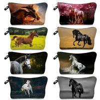 Horse Print Makeup Bags For Women Animal Casual Girl Cosmetic Bag Mini Travel Eco Reusable Toiletry Bag Student Pencil Bag 1