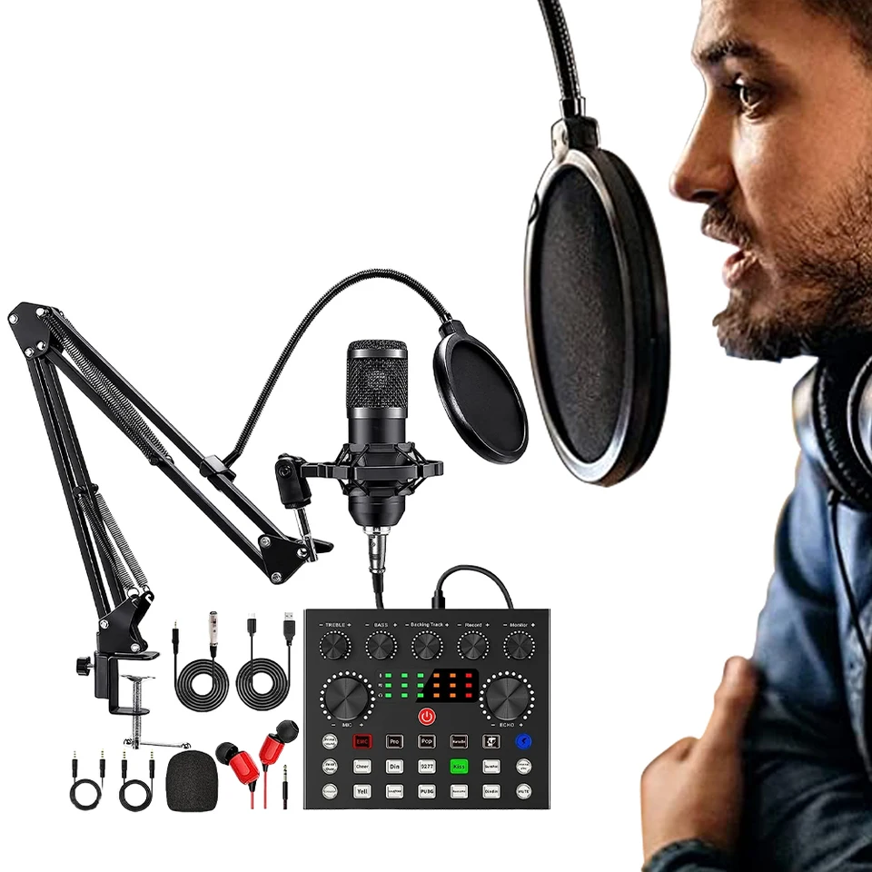 Complete Podcasting Equipment Bundle with Sound Card