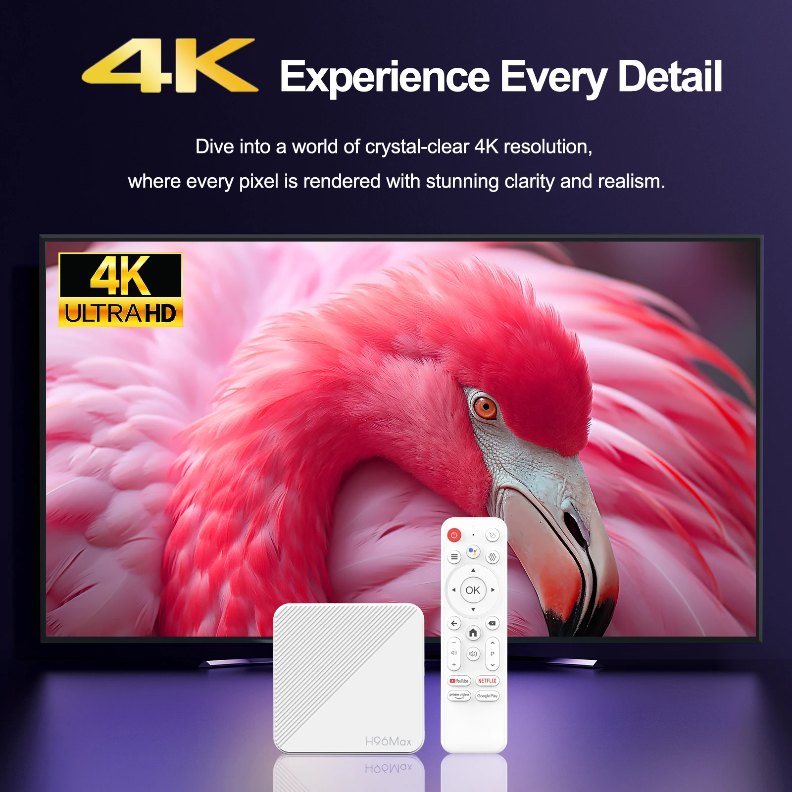 TV Box Android 14.0 H96 MAX H313 Quad Core ARM Cortex A53 Support BT Remote Cont