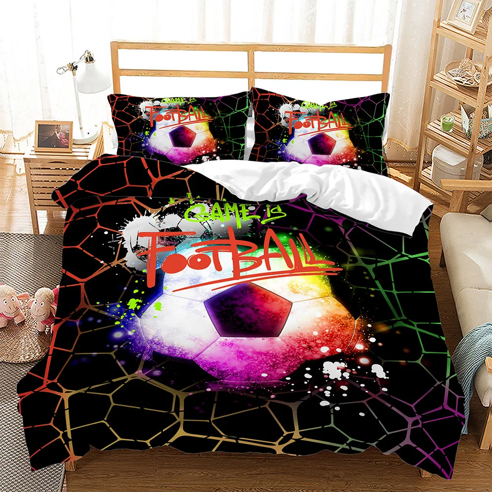 

Baseball basketball football cross -border bed three -piece quilt 3D digital printing kit