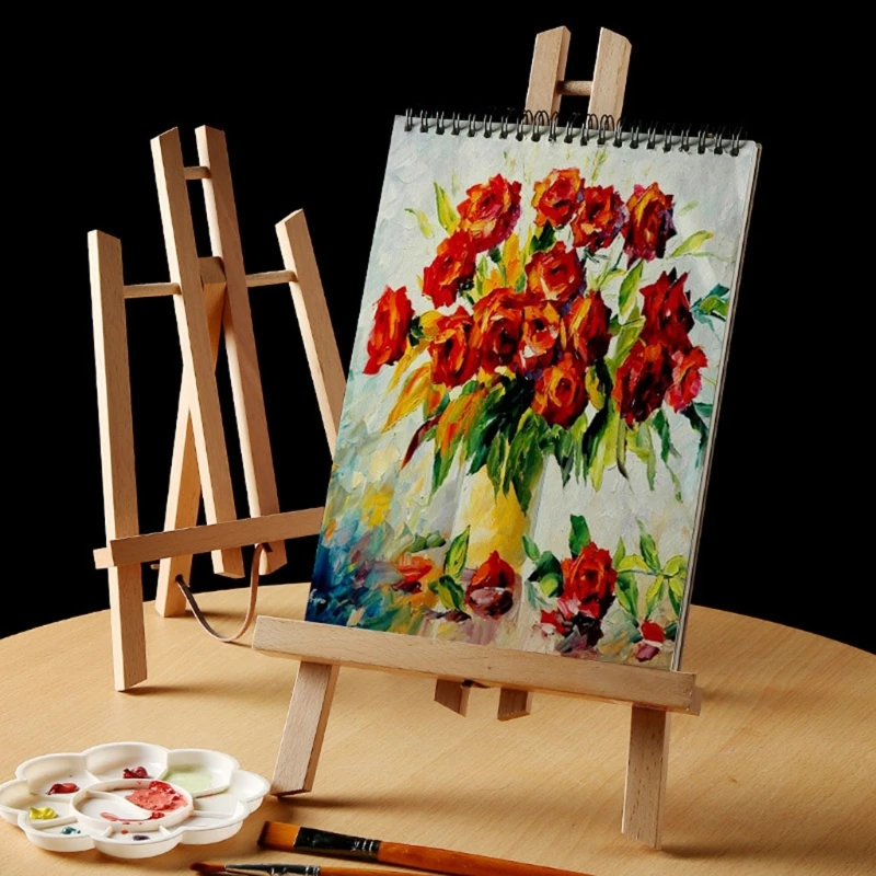 Natural Beech Wood Table Easel for Artist Painting Sketching Craft Foldable Wooden Stand Frame Display Holder