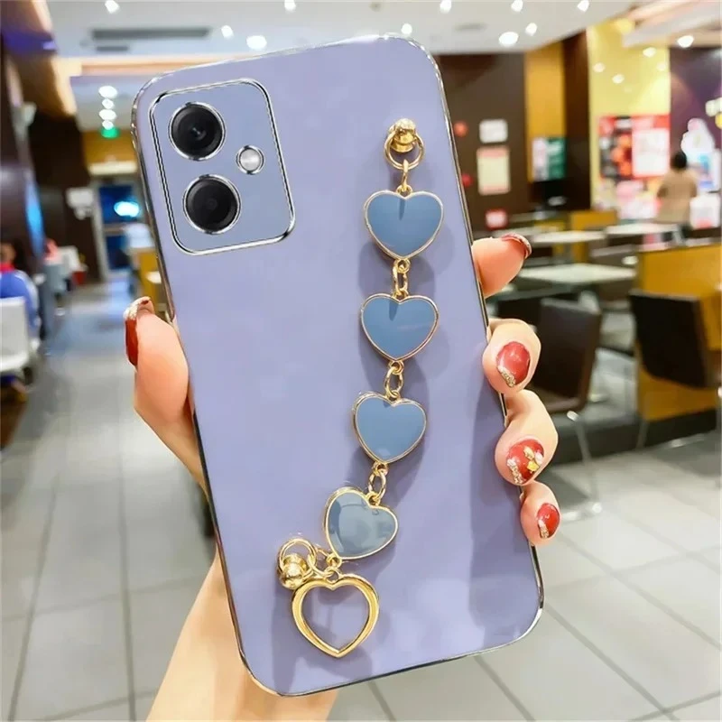 Plating Love Heart Bracelet Chain Soft Silicone Shockproof Cover