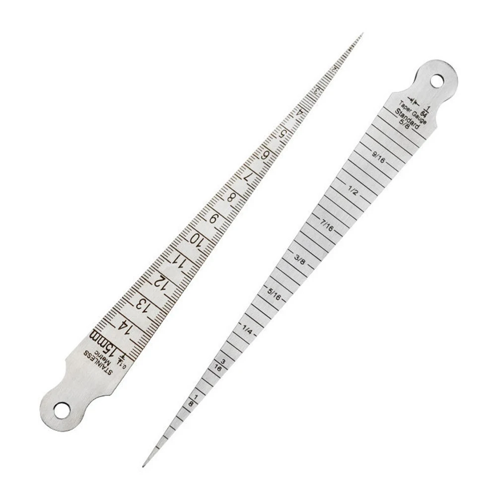 1Pcs Taper Gauge Feeler 1-15mm Stainless Steel Gap Hole Measuring Tool Double Side Wedge Aperture Scale