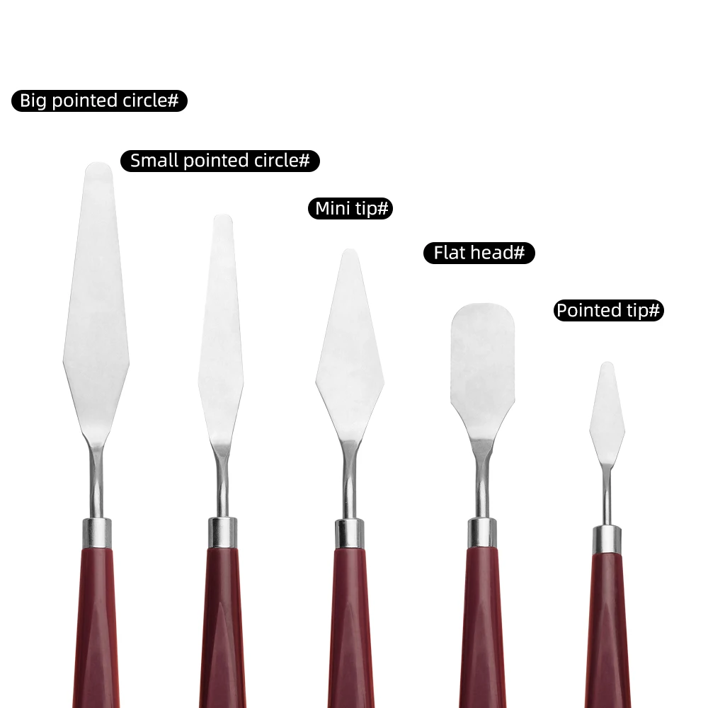 Stainless Steel Oil Painting Knives Artist Crafts Spatula Palette Knife Mixing Knife Scraper Art Tools 5Pcs/Set