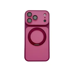 Premium Magnetic Kickstand Phone Case with Holder Stand and MagSafe Compatibility - iPhone 15 Plus (Cherry red)