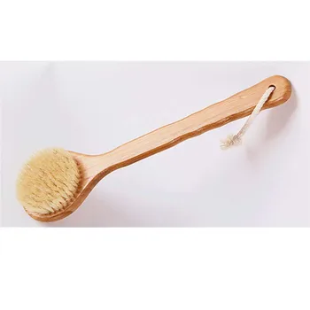 Spazzola per il corpo doccia in bambù da 33 cm con setole di cinghiale, perfetta per la spazzolatura della pelle secca, essenziale per la riduzione della cellulite, l'esfoliazione della pelle