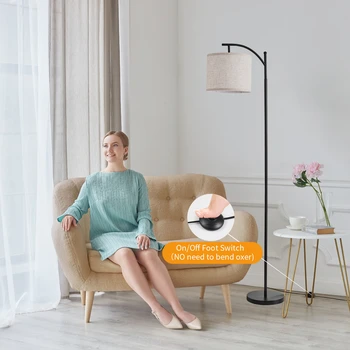 Floor Lamp for Living Room with 3 Color Temperatures Standing Lamp with Linen Lampshade Rotation Adjustment for Bedroom Office 3