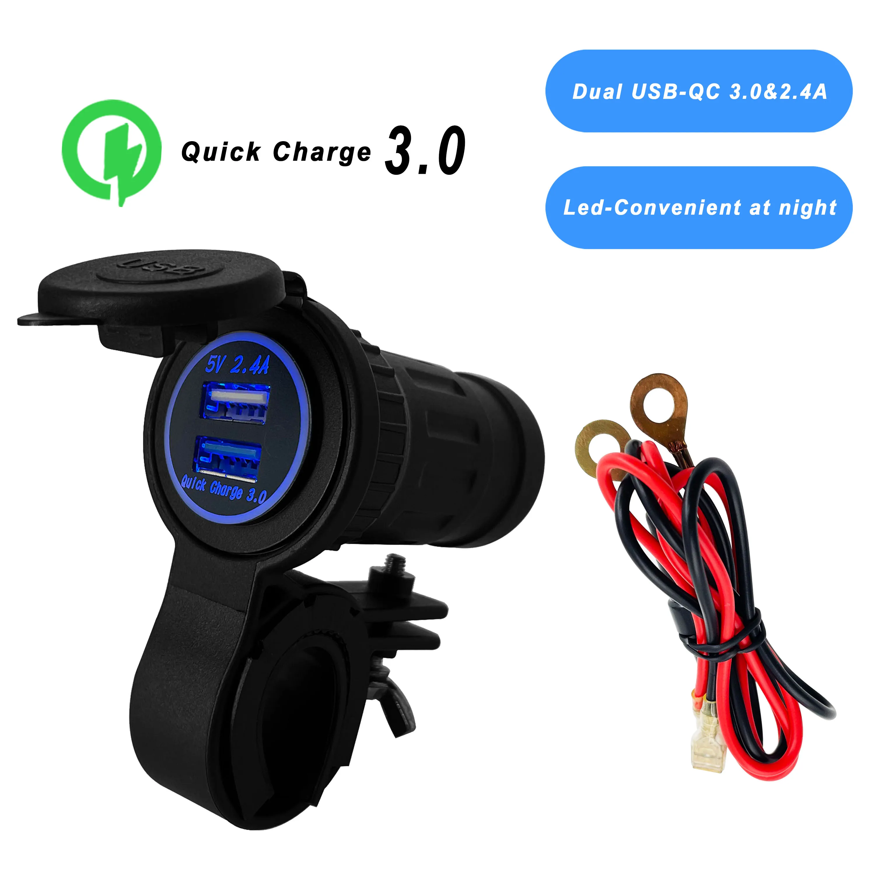 

12 В зарядное устройство для прикуривателя с двумя USB-портами QC 3,0
