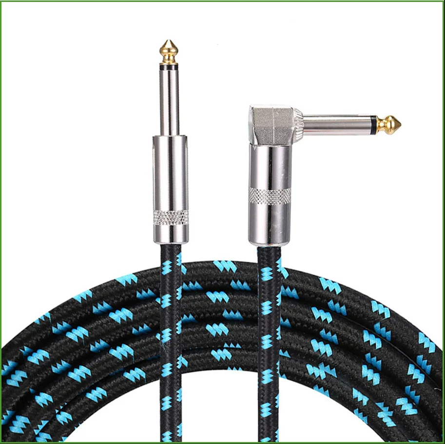 Premium Black Right Angle to Straight Instrument Cable - 10/20ft for Electric Guitar and Bass
