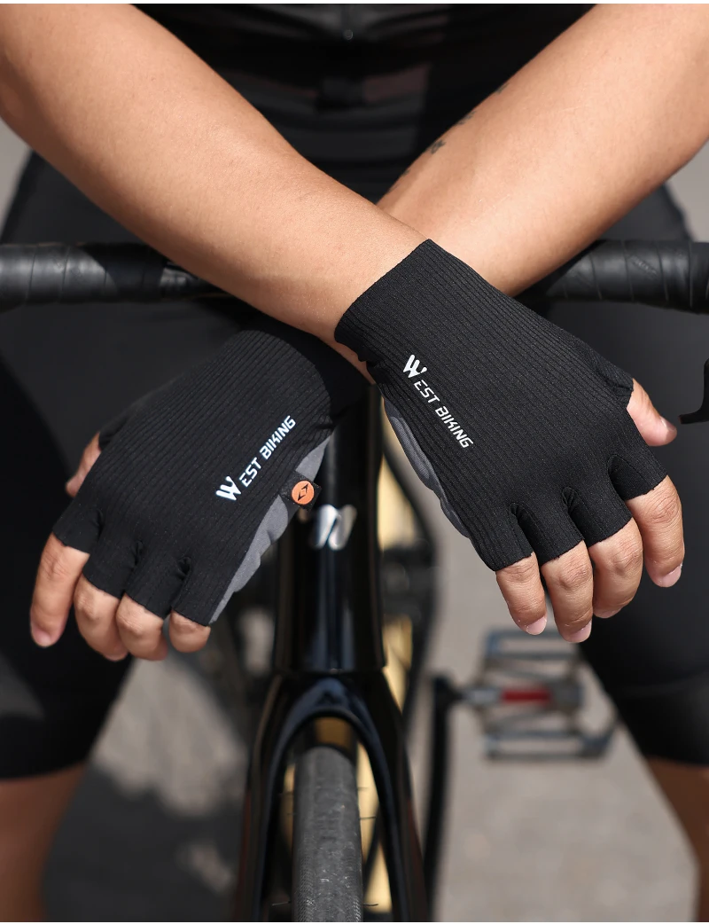 WEST BIKING Fahrradhandschuhe ELASTIC INTERFACE TEAM PALM 80 KG/m³ Polsterung Radfahrhandschuhe Unisex Rutschfeste Halbfinger-Fahrradhandschuhe – Detail 33