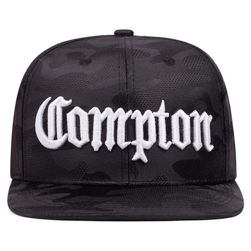 2026 Neue Kreative Flat-Edge-Kappe mit Camouflage-Compton-Stickerei, Hip-Hop-Mütze, Skateboard-Kappe, Alltags-Freizeit-Sonnenschutz-Baseballkappe – Detail 4