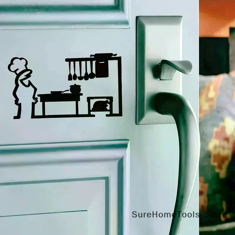 La Linea Minimalist Line Art Stickers Cartoon Character Door Sign Removable Home Decoration Bedroom Bathroom Living Room Wall