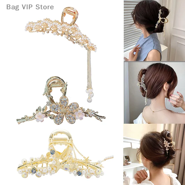 1PC Alloy Pearl Tassel Flower Hair Clip Starfish Hairpin