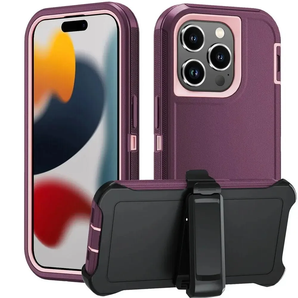 Heavy Duty 3-in-1 Defender Armor Phone Case with Back Belt Clip