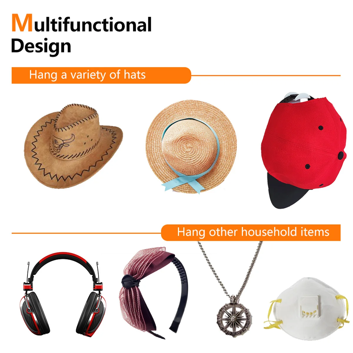16PCS/Set Self Adhesive Hat Hooks Wall Modern Minimalist Design Strong Hold Hat Hangers for Wall Door Closet Office Bedroom