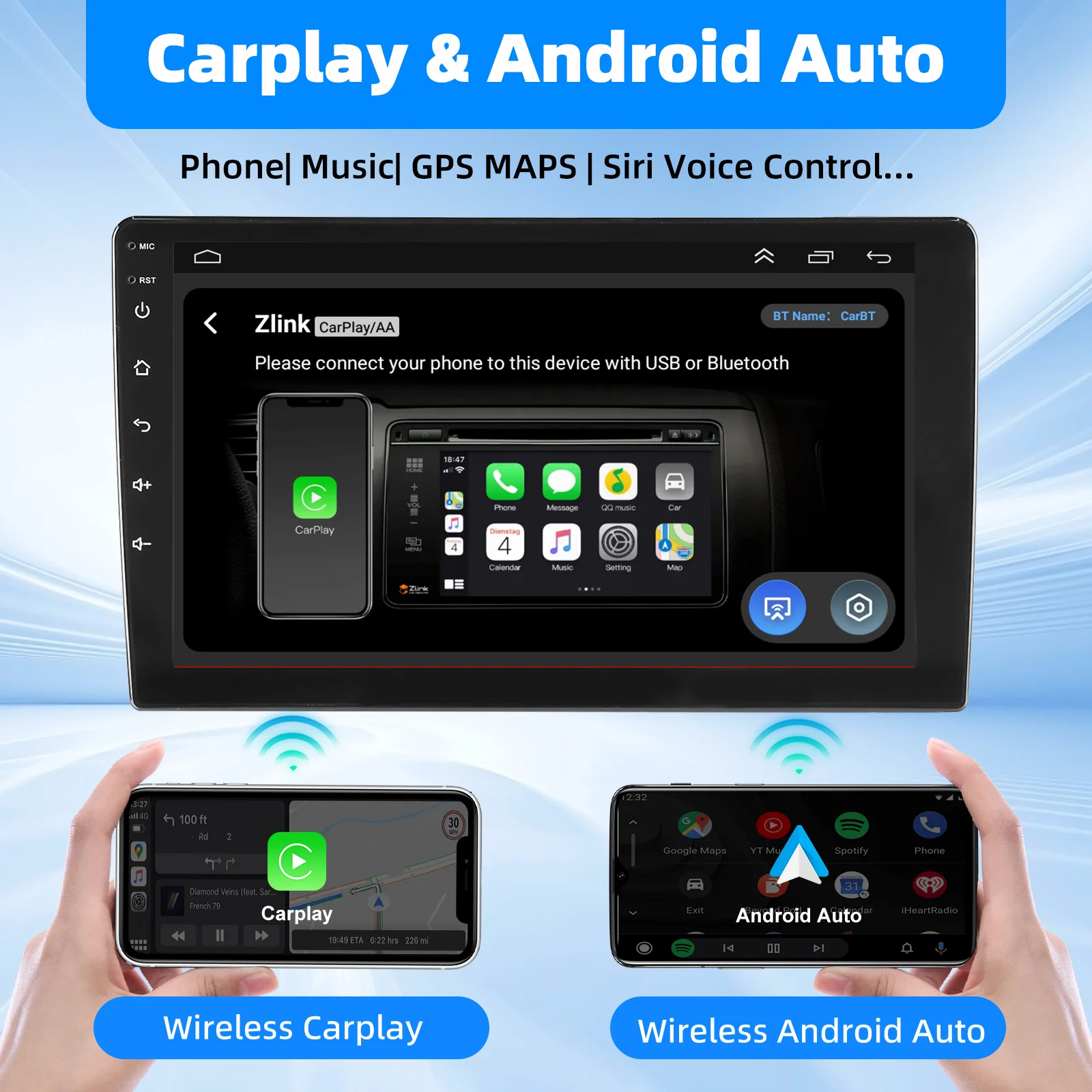 ESSGOO 9-Zoll Android 15 32G/64G Kabelloses Carplay für BMW 3er E46 1999-2005 M3 Autoradio GPS Navi FM BT RDS SWC WiFi USB – Detail 11