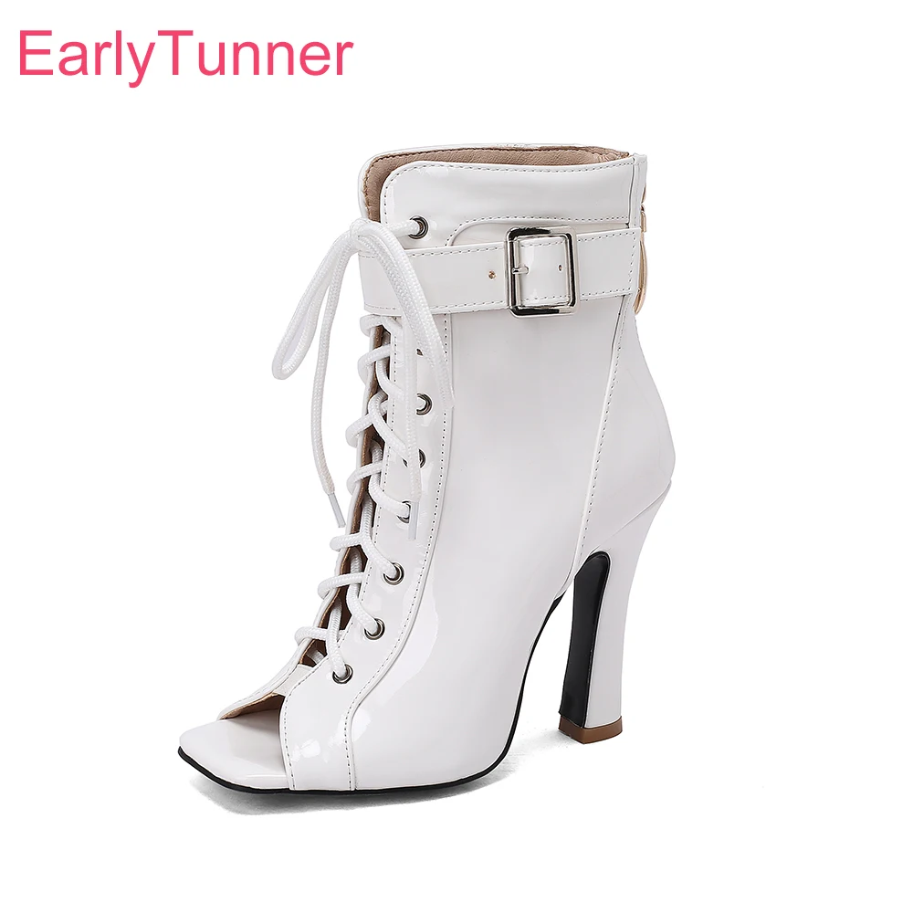 

2023 New Summer Mature White Black Women Sandals Sexy Square Toe High Heels Lady Dress Shoes Plus Small Big Size 32 11 43 46 48