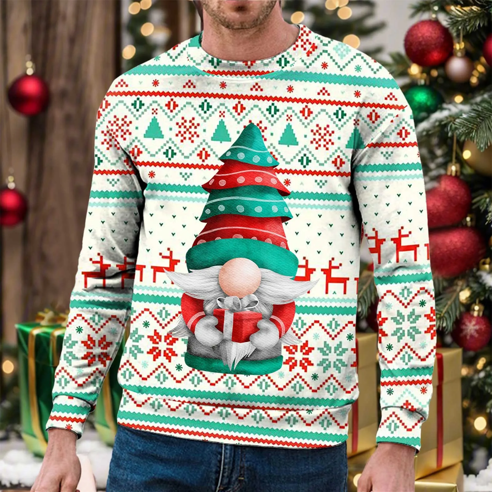 

Men's Christmas Pullovers Navidad Funny Ugly 3d-Printed Pullover Jumper Sweatshirt Themed Casual Graphic Santa-Claus sudaderas