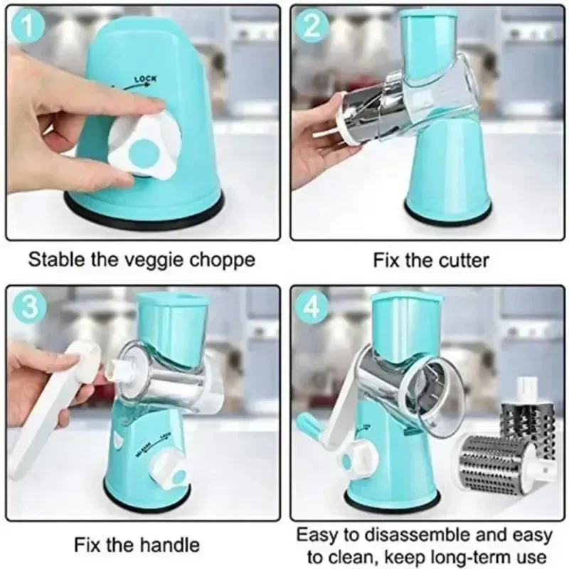 Rotary Vegetable Slicer Cutter Manual Kitchen Chopper Machine 3 Sharp Drums Garlic Potato Shredder Kitchen Accessories vegetable slicer fruit slicer onion slicer holder onion slicer vegetable cutter garlic chopper food slicer potato slicer apple slicer apple cutter