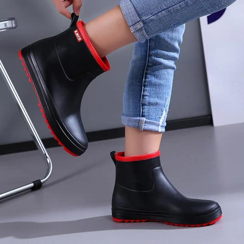 장화 여성 방수 고무 신발, 패션 발목 정원 Galoshes, 여성 작업 비 신발, 고무 장화, 여성 신발 4