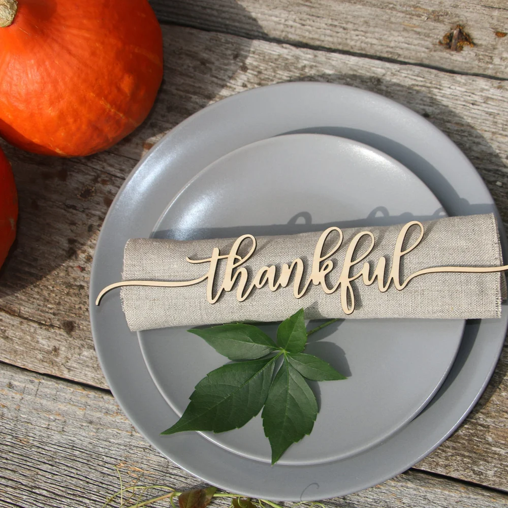 Custom Thanksgiving place card Thanksgiving table decor Thanksgiving Place Setting Grateful Thankful Blessed Place Cards