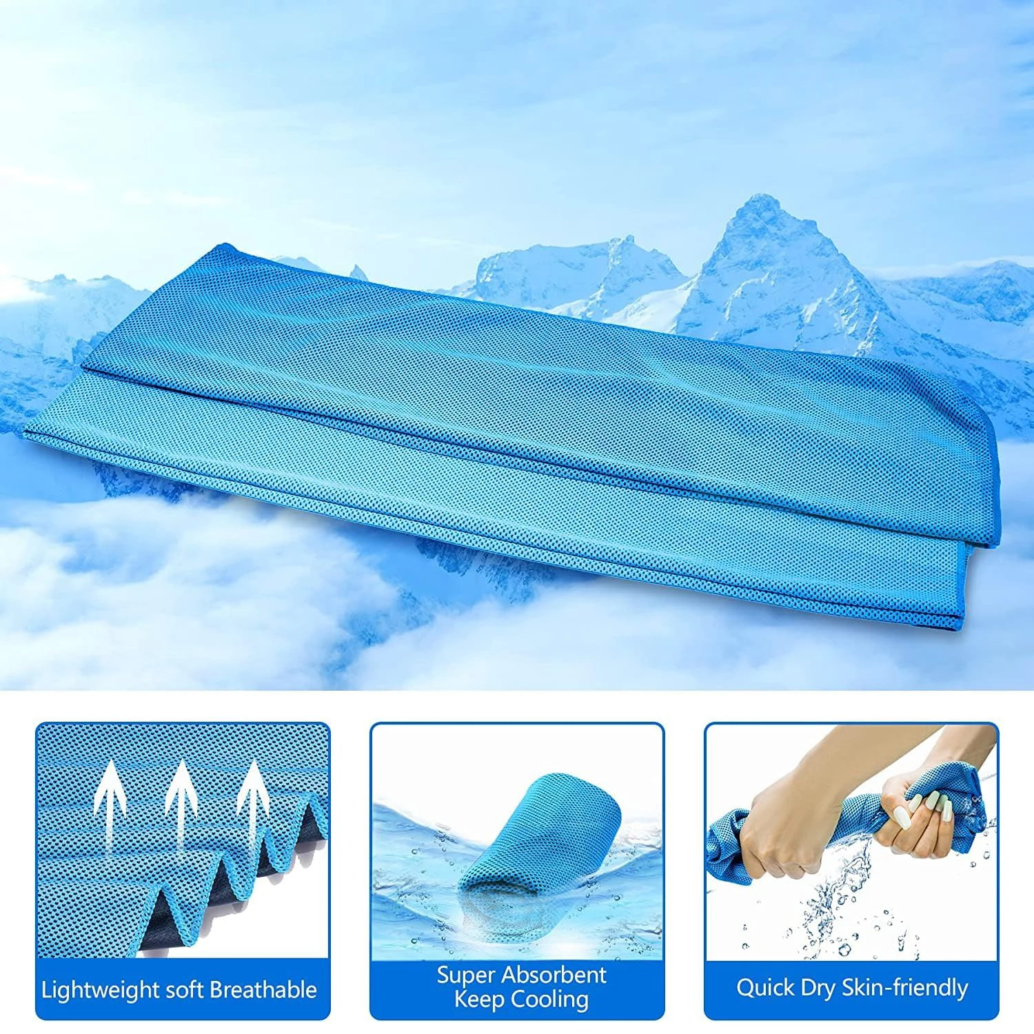 5Pack Cooling Towels, Sweat Towels Cooling Towels for Neck and Face,  Yoga, Camping, Running, Fitness, Workout & More Activities 3