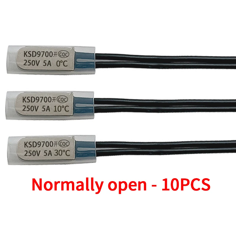 Lot De 10 Thermostats KSD9700 130°C (266°F) NC 250V/5A Boîtier Métal, Neufs