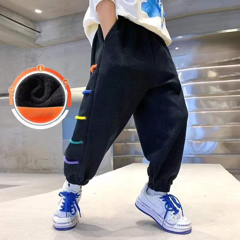 Children's Plush Sports Pants Spring And Autumn Casual For Older Children 12 Years