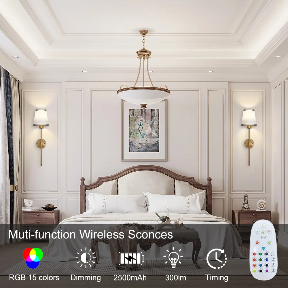 مجموعة شمعدان حائط تعمل بالبطارية مكونة من وحدتين،...