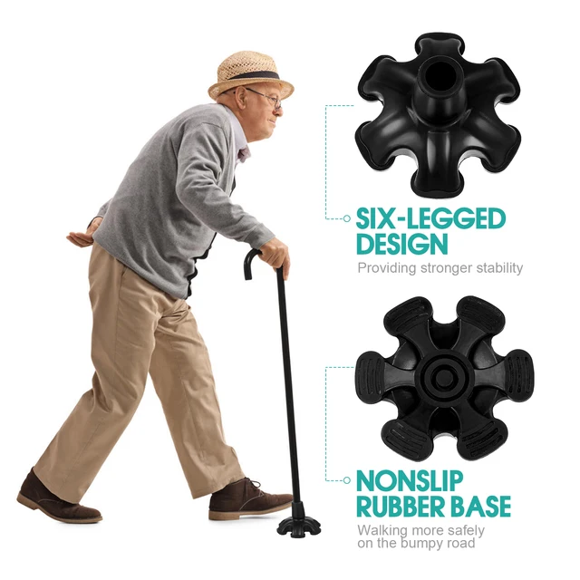 Walking Stick End Tripod Cane Tip Self Standing Rubber Bob-Slip End Bottom Hiking Walking Stick Protector Montem Trekking Poles