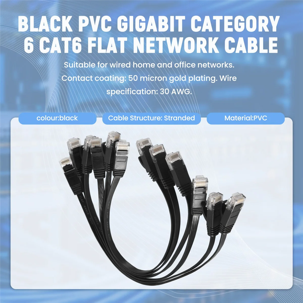 6-Pack Ultra High-Speed Flat Cat6 Ethernet Cables with Snagless RJ45 Connectors