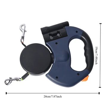 Automatic retractable two-end pet leash Dog leash with flashlight one tow two easy to walk your dog 5