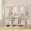 67×65×13.7 in Spacious Triple - Row Black/White Metal Clothes Rack, with Shoe & Accessory Space, Made of Durable Plastic 1