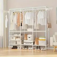 67×65×13.7 in Spacious Triple - Row Black/White Metal Clothes Rack, with Shoe & Accessory Space, Made of Durable Plastic 1