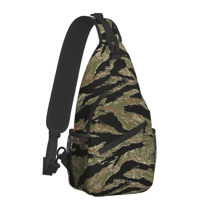 Tiger Stripe Camo Sling Chest Bag Military Tactical Camouflage Shoulder Crossbody Backpack for Men Cycling Camping Daypack