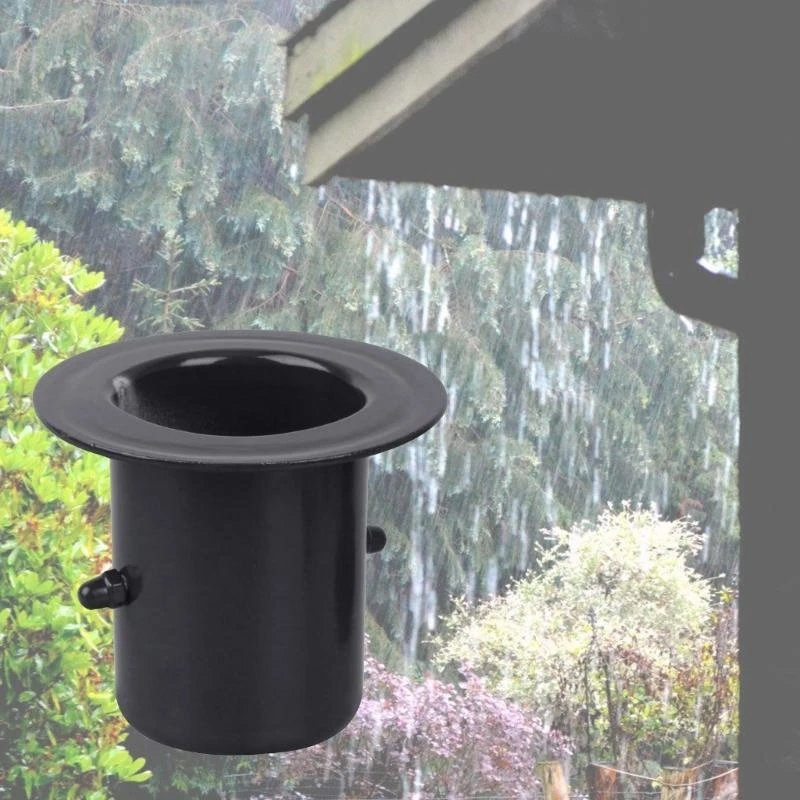 Rain Chain Gutter Adapter Black with Bolts Stainless Steel Texture Suitable for Easy Installation on Roof Drain Holes 37JD