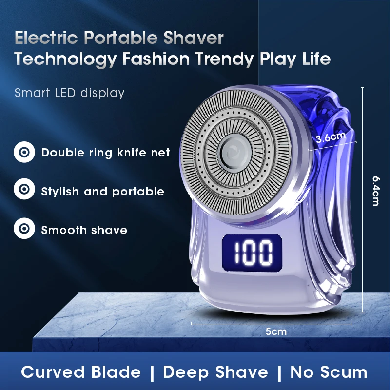 Mini Shaver Electric Waterproof Shaver Portable Male Travel Shaver with Digital Display USB Rechargeable Dry Wet Shave Razor 4