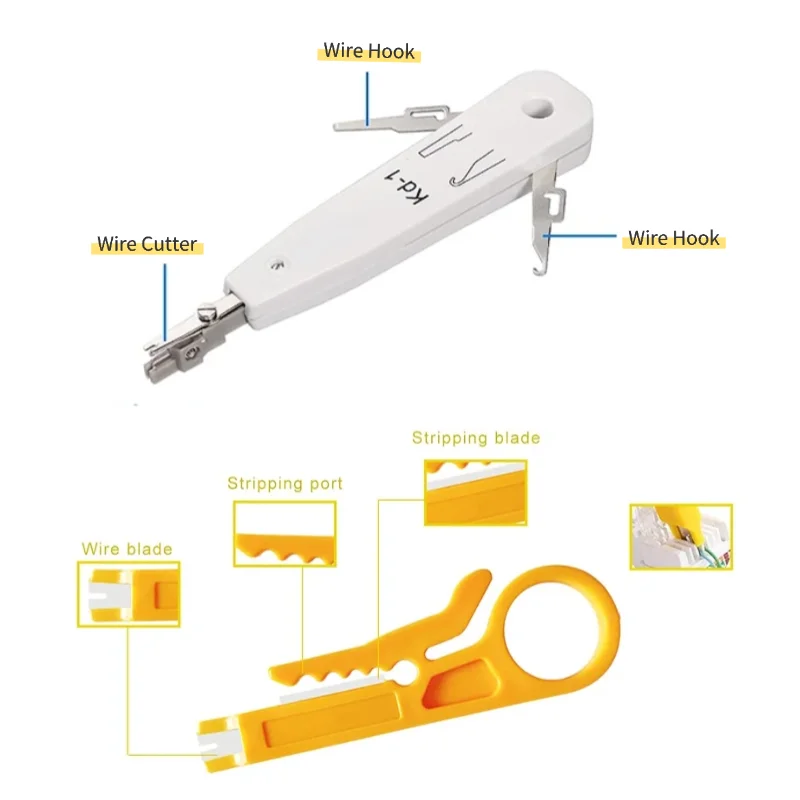 Network Tool Kit Punch Down Cable Tester Stripper Cutter Tool-Set Crimping Cabling Termination Screw Driver All In One Nylon Bag