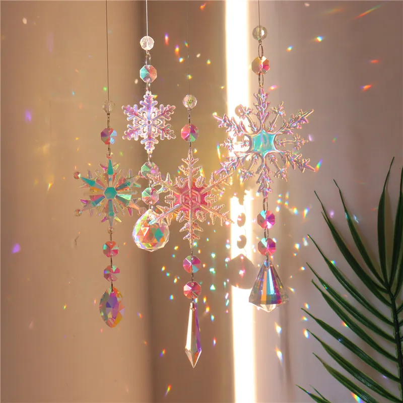 

Christmas Snowflake Crystal Sun Catcher Icicle Pendant Window Christmas Tree Decoration