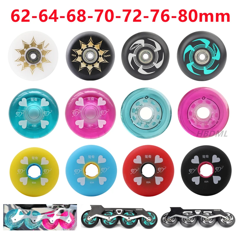 

Roller Skate Wheel 62mm 64mm 68mm 70mm 72mm 76mm 80mm Inline Skates Rock Fancy Wheel PU Tyres 83A/85A/90A Bearing Freestyle