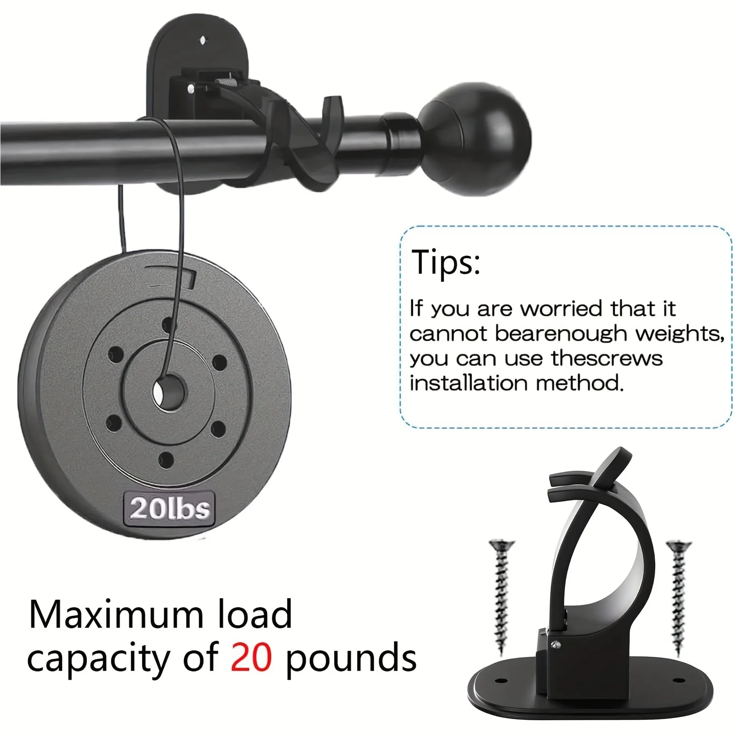Curtain rod hook self adhesive hooks wall mount hooks 2PCS