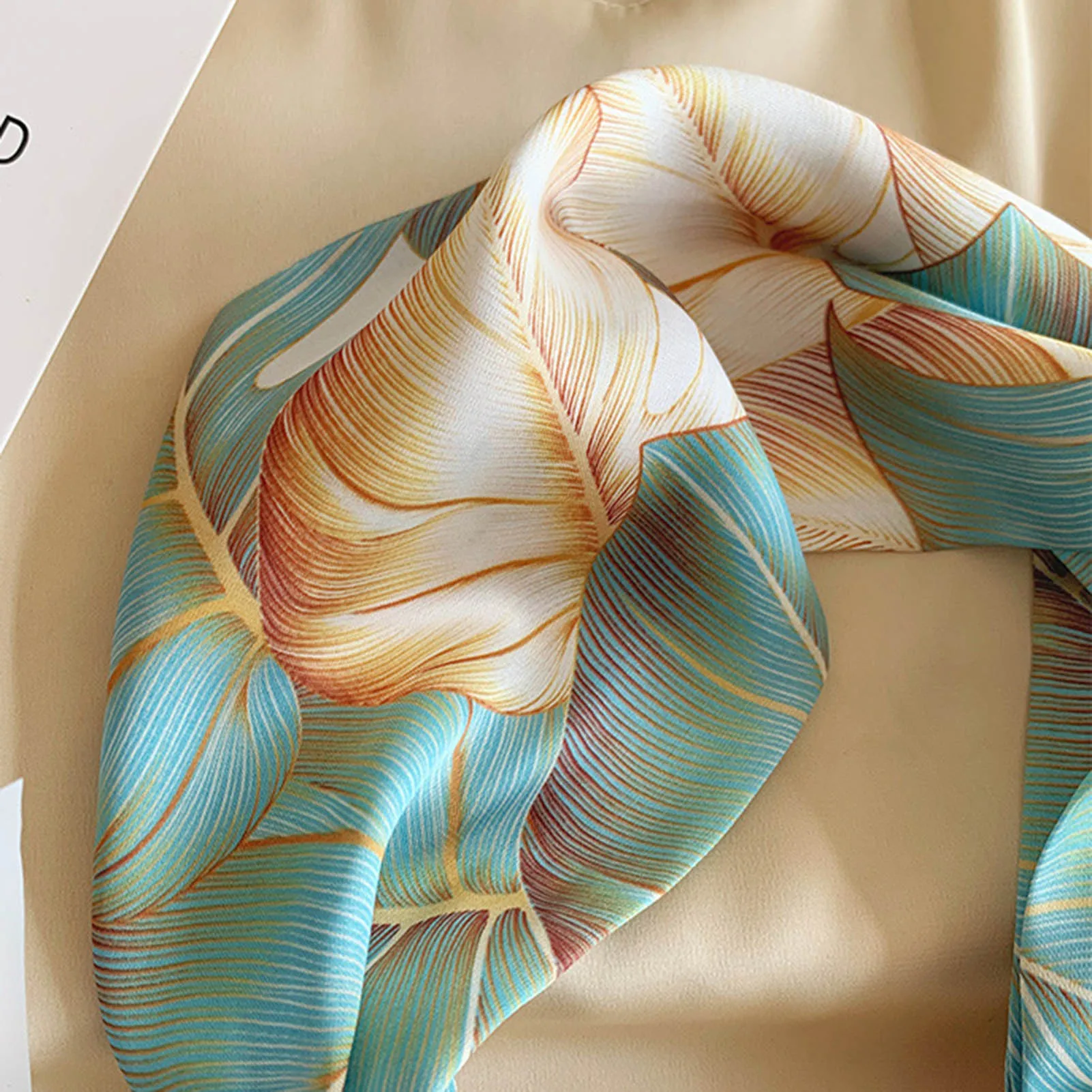 Printed Silk Women's Head Scarf Breathable Comfortable Fabric Shawl Scarf for Daily Casual Shopping Dating Wear 3