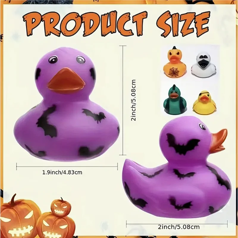 4PC Halloween Rubber Ducks, 2 Inch Halloween Themed Rubber Ducks Rubber Duck Funny Duck Toys for Halloween Party Decoration 4