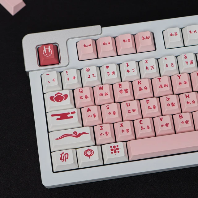 130キーpbt染料サブカスタムキーキャップ桜プロファイルウサギキー 
