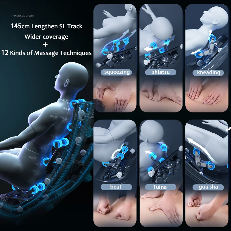 2024SL Track 4D Massage Chair Full Body Zero Gravity Massage Chair with Foot Rollers Heater With Bluetooth Speaker Massage Chair 2