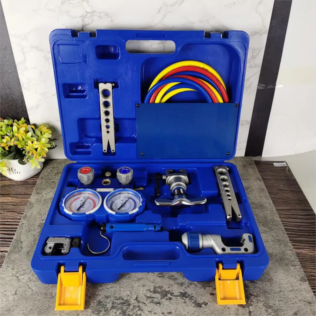 

VALUE Multifunctional Flaring Tool Kit VTB-5B For Air Conditioning And Refrigeration Combination Toolbox Manifold Gauge Set